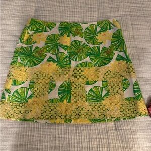 Lilly Pulitzer Yellow and Green A-Line Mini Skirt Resort Wear